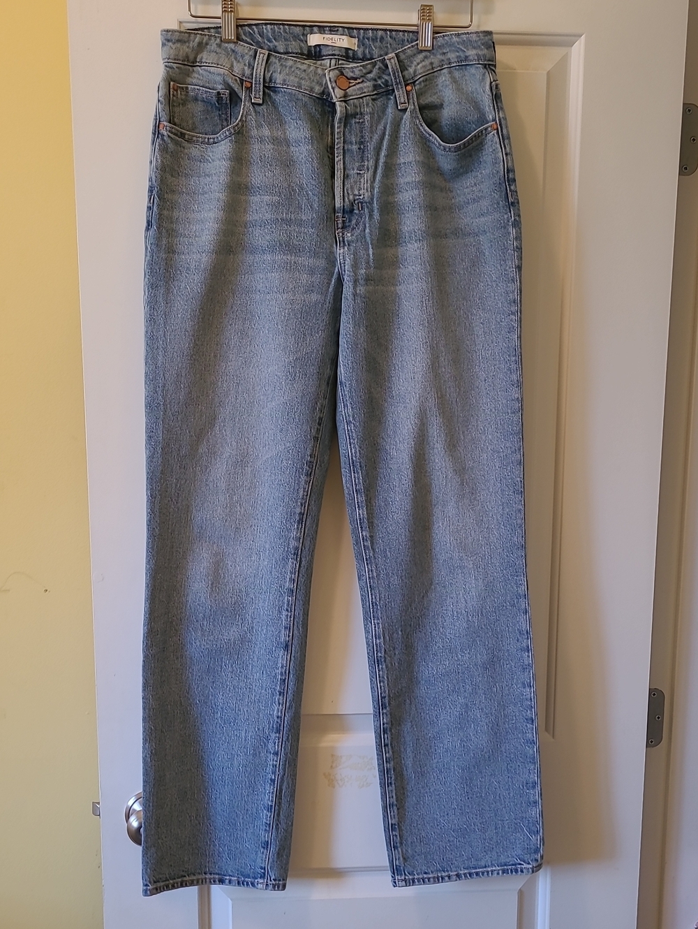 Fidelity Denim Light Blue Womens Straight-Leg Jeans Size 29 Button Fly